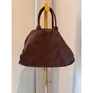 Chocolate Brown Faux Suede Large Tote Bag Gold Buckle Side Straps Satchel